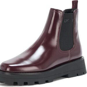 DKNY Senni Chelsea Boots Wine 8.5M Chunky Platform Pull-On MSRP $149
